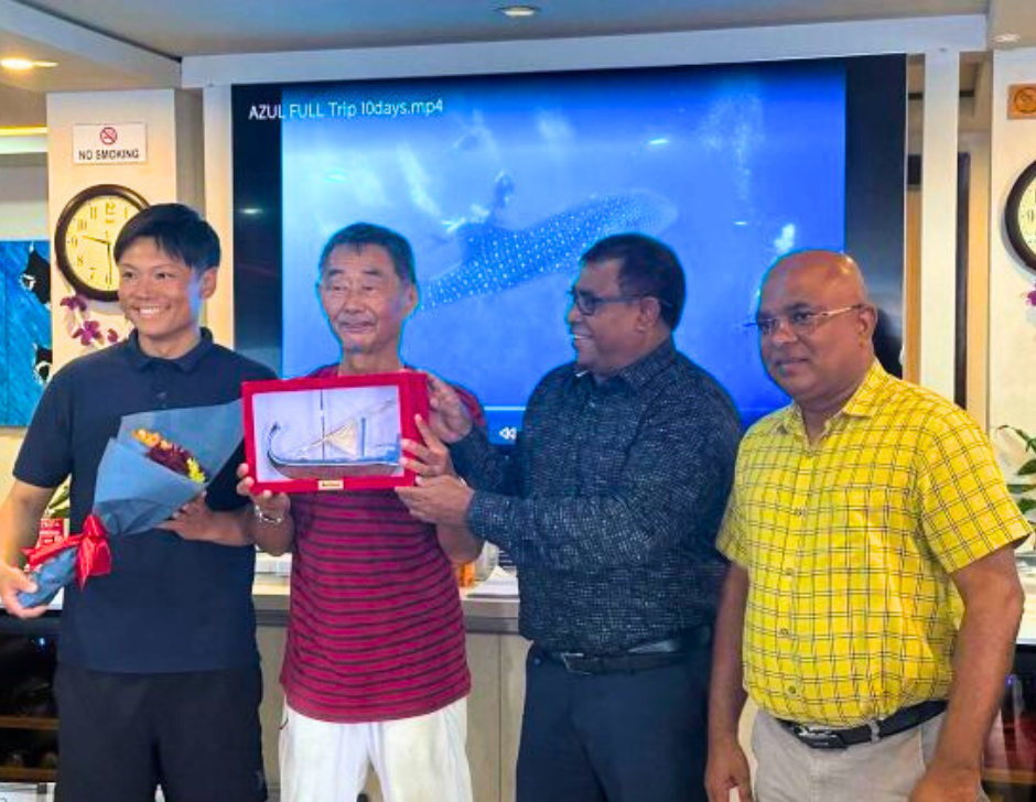 JAPANESE VISITOR HONOURED FOR 103RD TRIP TO MALDIVES